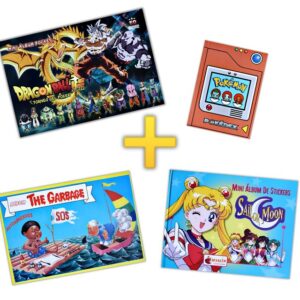 Promo: DBS + Pokémon + Basuritas + Sailor Moon - 4 Álbumes Mini Completos A Pegar [Complete Set]